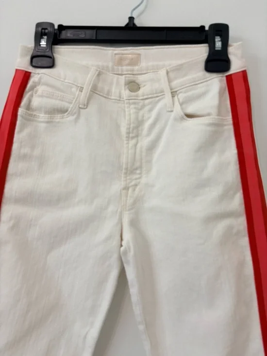 #319 MOTHER Retail $228 Mid Rise Dazzler Crop Sz 27 Whipping The Cream PinkRacer - Picture 3 of 15